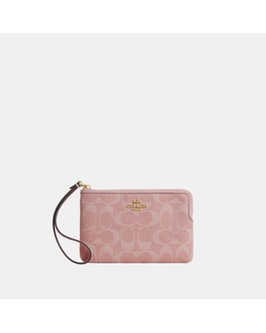 Corner Zip Wristlet In Signature Denim