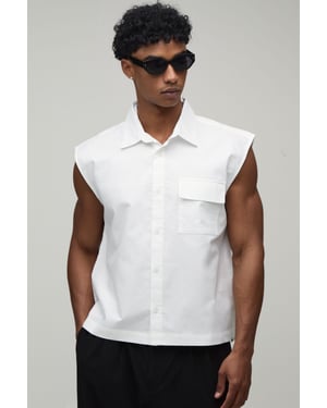 Oversized Boxy Extreme crop Sleeveless Oxford Shirt