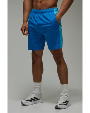 Man Active Colour Block Zip Pocket 7inch Gym Shorts
