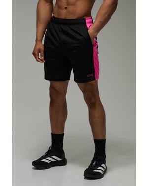 Man Active Colour Block Zip Pocket 7inch Gym Shorts