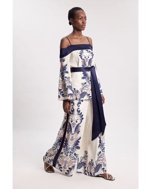 Scarf Print Woven Wide Leg Trouser