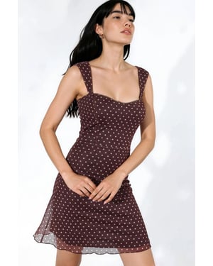 Polka Dots Mini Tulle Jurk met Hart Kraag