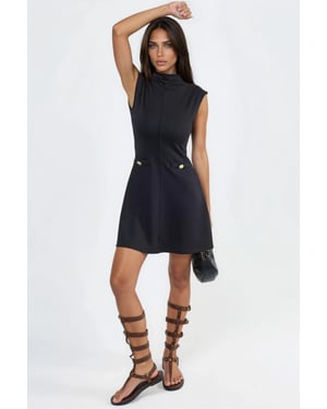 Mini-jurk met staande kraag en zakdetails