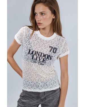 Lacemotief Gedrukte Crew Neck T-Shirt