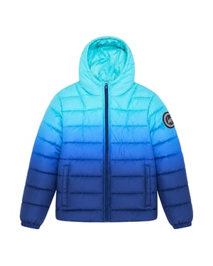 Boys Padded Jacket Kids Blue Ocean Fade Hooded Quilted Warm Coat