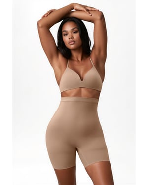 Premium naadloze hoge taille shorts tot halverwege het bovenbeen shapewear