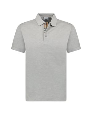 Burberry Mens Hartford Check Polo Shirt - Pale Grey Melange