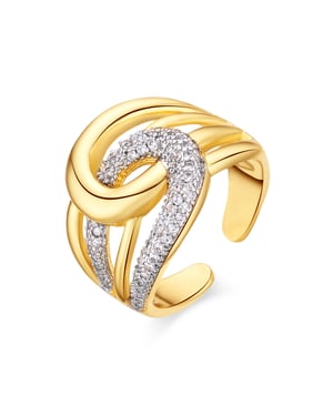 Luxenter Ring met schitterende zirkonia, afgewerkt in 18 karaats geelgoud - Nava