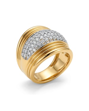 Luxenter Ring met glanzende zirkonia, afgewerkt in 18 karaats geelgoud - Lilfu