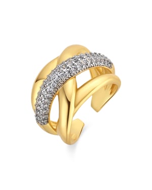 Luxenter Brilliant Metal en Zirconia legering ring afgewerkt in 18 karaats geelgoud - Prukah