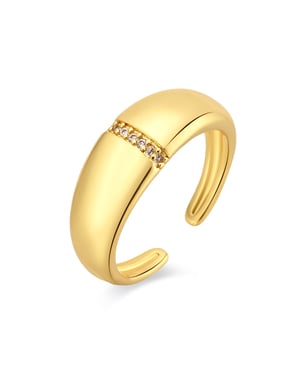 Luxenter Brilliant Metal en Zirconia Alloy Ring afgewerkt in 18 karaats geelgoud - Dushli