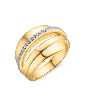 Luxenter Ring van 925 sterlingzilver met schitterende zirkonia en 18-karaats goud afwerking - Makho