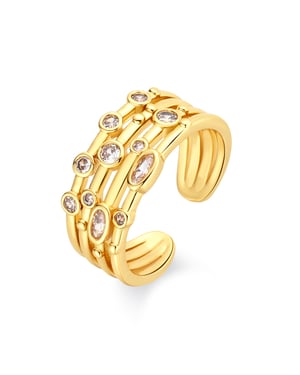 Luxenter Ring in Brilliant Metal en Zirconia Alloy afgewerkt in 18 karaats geel goud - Ulethel