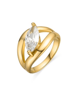 Luxenter Ring van 925 sterlingzilver met schitterende zirkonia en 18-karaats goud afwerking - Nathon