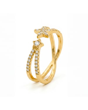 Luxenter Brilliant Metal en Zirconia Legering Ring afgewerkt in 18 karaats geelgoud - Helmsu