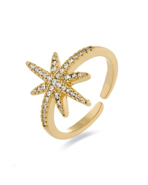 Luxenter ring met briljant zirkonia afgewerkt in 18K geel goud - Oriok