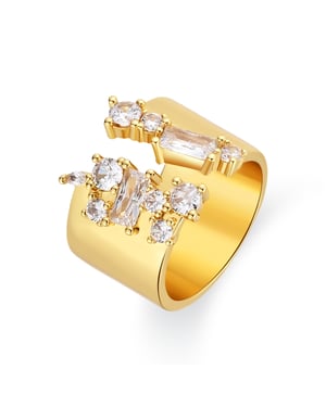 Luxenter Ring in Brilliant Metal en Zirconia Alloy afgewerkt in 18k geelgoud - Legin
