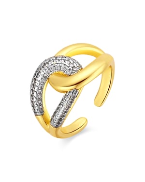Luxenter Brilliant Metal en Zirconia Alloy Ring afgewerkt in 18 karaat geelgoud - Denan