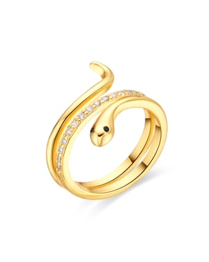 Luxenter Ring met glanzende zirkonia, afgewerkt in 18 karaats geelgoud - Sasso