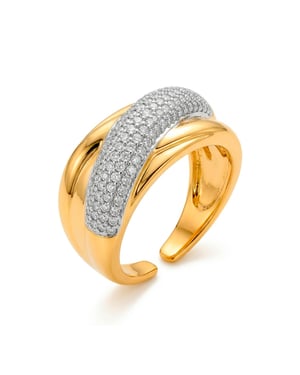 Luxenter Ring met schitterende zirkonia, afgewerkt in 18 karaats geelgoud - Samoi