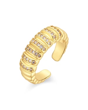 Luxenter Brilliant Metal en Zirconia Alloy Ring afgewerkt in 18 karaats geelgoud - Bakla