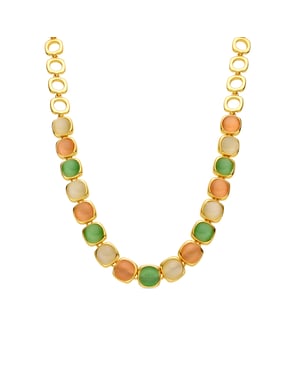 Luxenter Ketting met veelkleurig kattenoog met 18-karaats gouden afwerking - Shureo