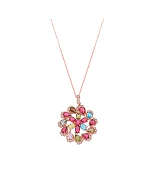 Luxenter ketting in metaallegering en multicolor zirkonia, afgewerkt in 18k roségoud - Casil
