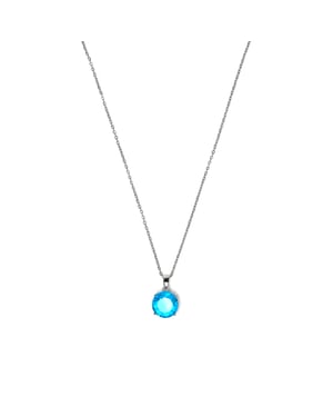 Luxenter Ketting met blauwe topaas zirkonia, zilveren afwerking - Amkru