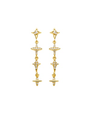Luxenter Oorbellen van 925 sterling zilver en glanzende zirkonia met 18-karaats goudafwerking - Holis