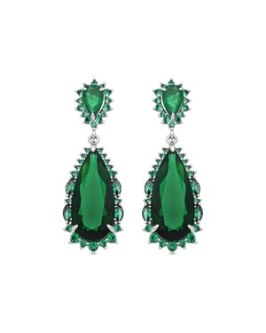 Luxenter Emerald Zirconia Metaallegering Oorbellen Rhodium Afwerking - Cakrolm
