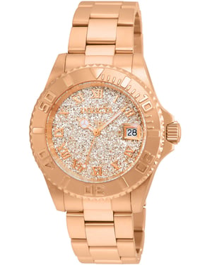 Invicta Angel 22708 Dameshorloge - Quartz Uurwerk - Roestvrij Staal met Roze Gouden Wijzerplaat - 40 mm