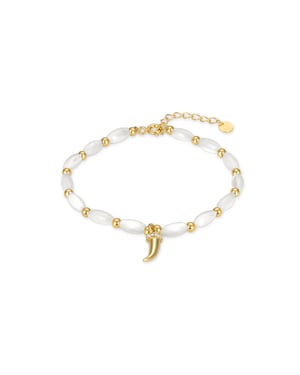 Luxenter Sterling zilveren 925 armband met witte parelmoer afgewerkt in 18K geelgoud - Syme