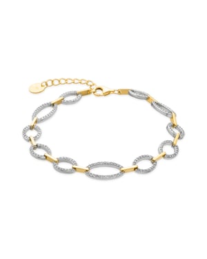 Luxenter Armband van 925 sterling zilver en glanzende zirkonia met 18-karaats goud afwerking - Phinthe