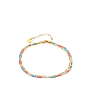 Luxenter armband in metaallegering en roze kristal, afgewerkt in 18 karaats geelgoud - Zasau