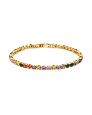 Luxenter armband in metaallegering en multicolor zirkonia, afgewerkt in 18 karaat geelgoud - Jyamia