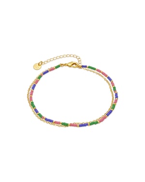 Luxenter armband in metaallegering en paarse kristal, afgewerkt in 18 karaats geel goud - Zasau