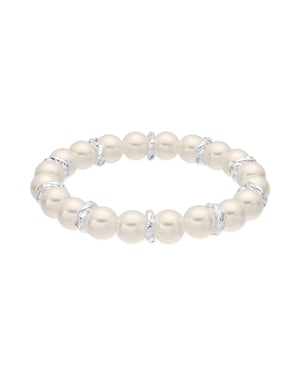 Luxenter Armband met witte parel, zilveren afwerking - Clasow