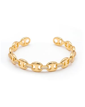 Luxenter Bracelet i Miotal Alloy agus Zirconia Brilliant críochnaithe in ór buí 18k - Hidgi