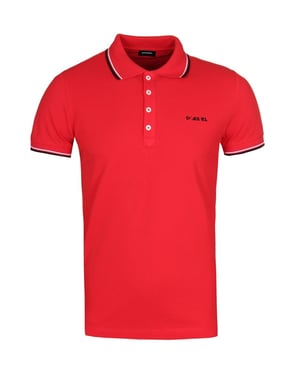 Diesel Polo Shirt Mens Red T-Randy Broken Logo