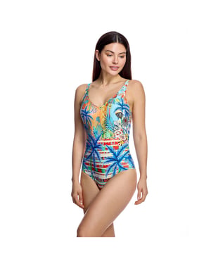 Women's Swimsuit with V-Neck and Open Back W260676