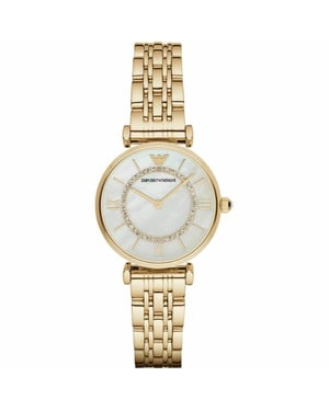 Emporio Armani AR1907 Moeder van Parel Wijzerplaat Gouden Stalen Dameshorloge