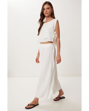 Katoenen Mouwloze Blouse en Wijde Rok Set