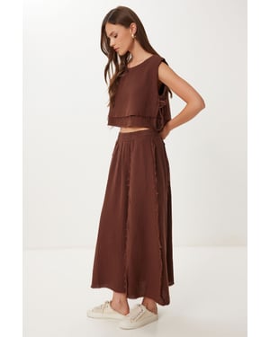 Katoenen Mouwloze Blouse en Wijde Rok Set