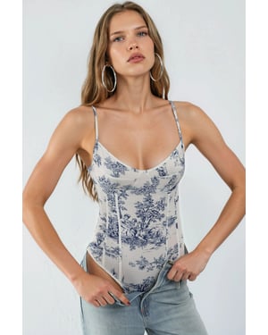 Mönstrad Bodysuit med V-ringning