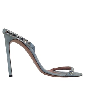 Gucci Crystal-Embellished Slingback Sandal Heels in Blue Suede