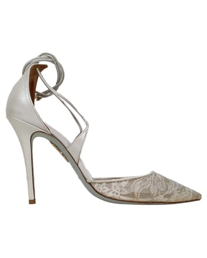 Aquazzura Matilde Lace Bridal Pumps in White Polyester