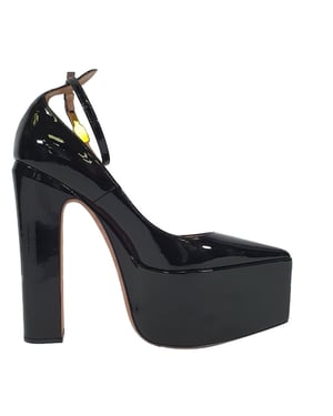 Valentino Garavani Tan-Go 165 Plateau Pumps in Zwart Glanzend Leer