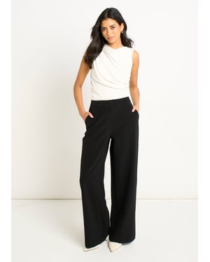 Black Wide Leg Tailored Trousers