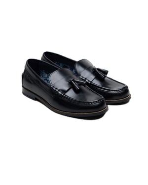 Ben Sherman Sid Brush Off Leren Zwarte Tassel Instappers voor Mannen