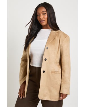 Plus Slouchy Suede Boyfriend Blazer